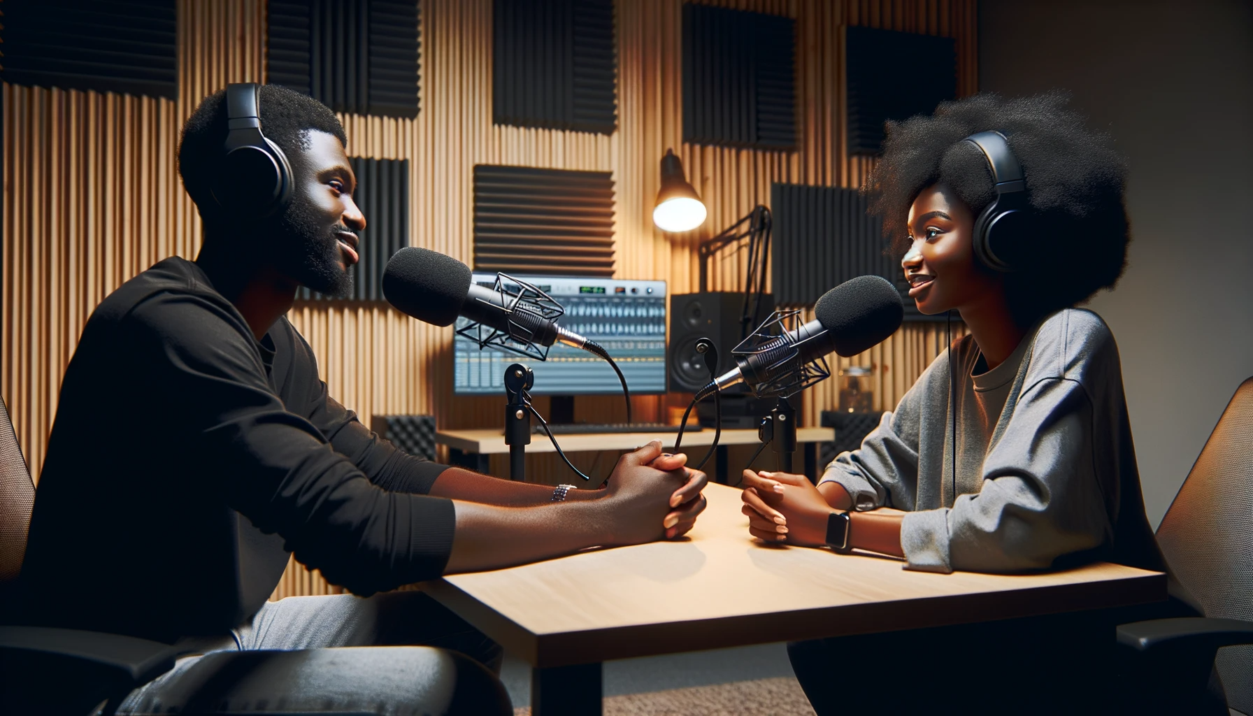 Two black people recording the best black podcast